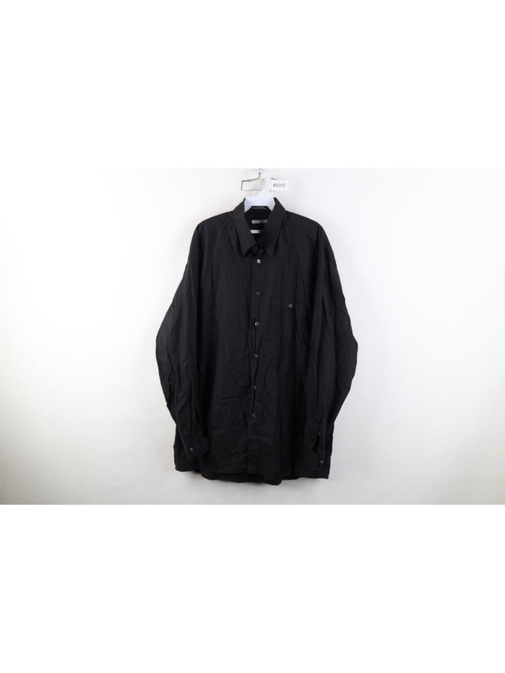 Vintage 90s Streetwear Mens XL Cashmere Blend Twill Collared Button Shirt Black